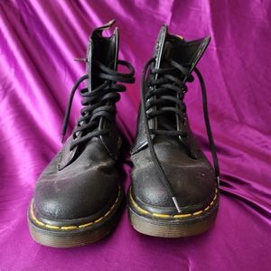 Dr. Martens Black Glitter 1460 Pascal Lace Up Combat Boots Women's Size 5